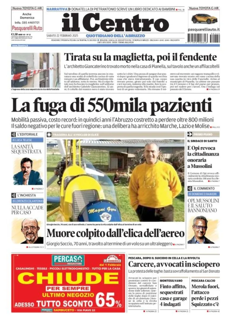 Prima-pagina-il centro-oggi-edizione-del-2025-02-22